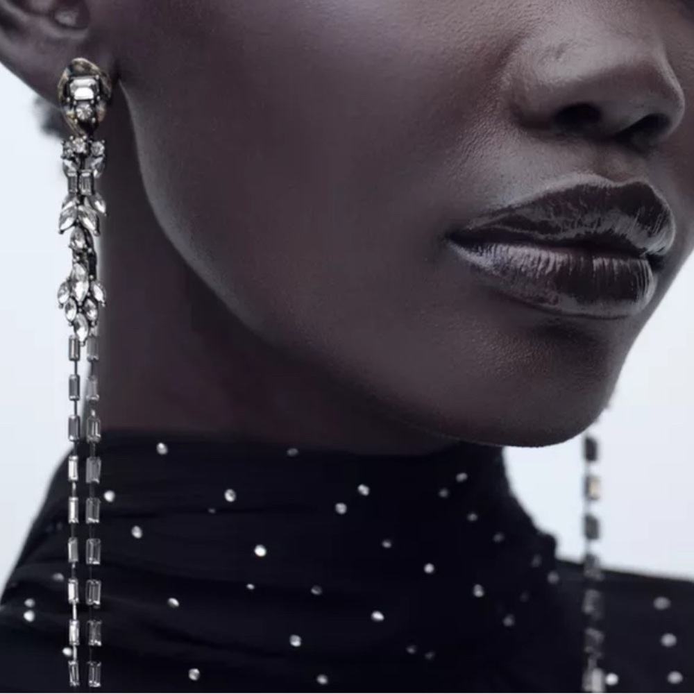NWT- Zara- Rhinestone Dangle Earrings